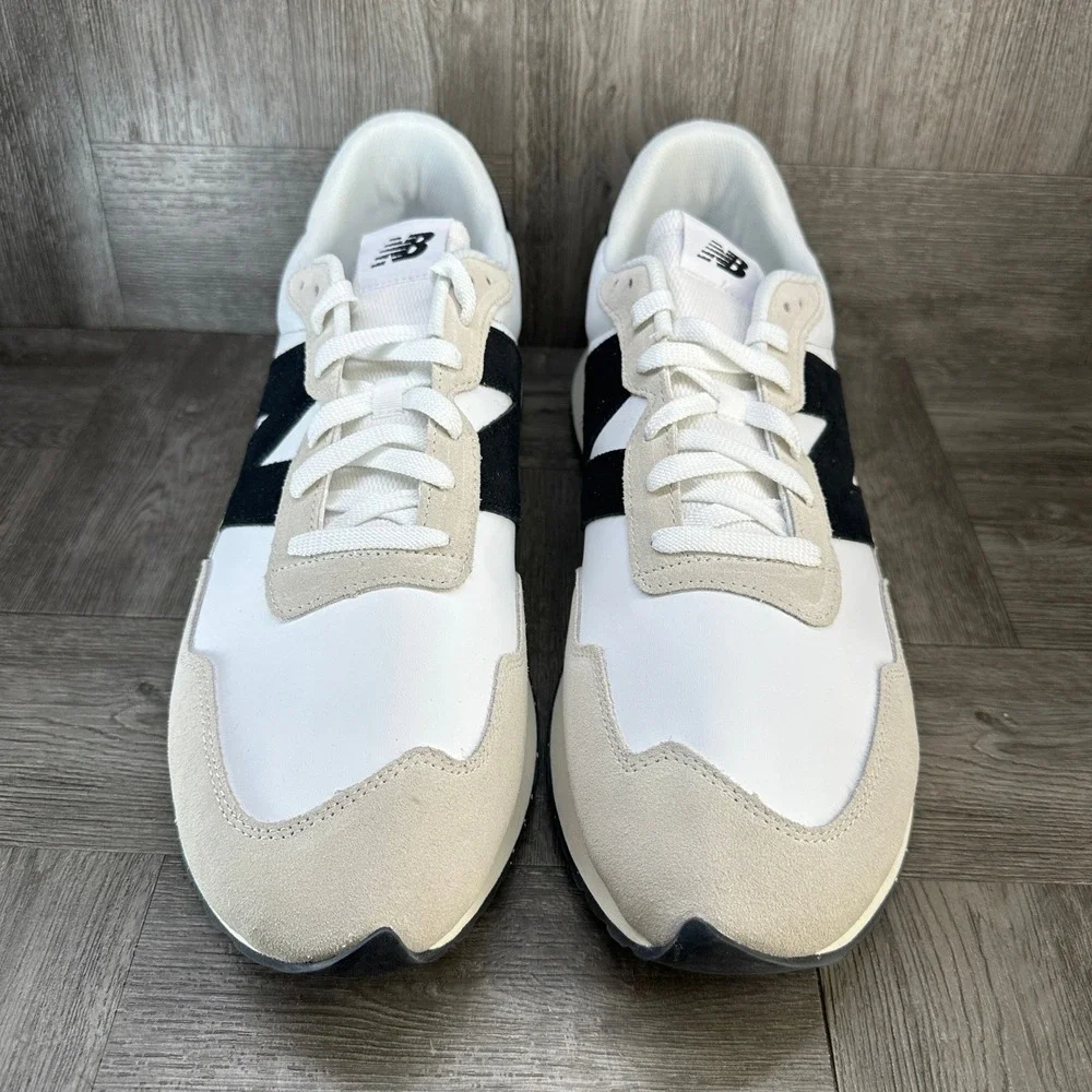 New Balance 237 Sneakers Mens 16 White Beige Black Excellent MS237SF Retro Suede